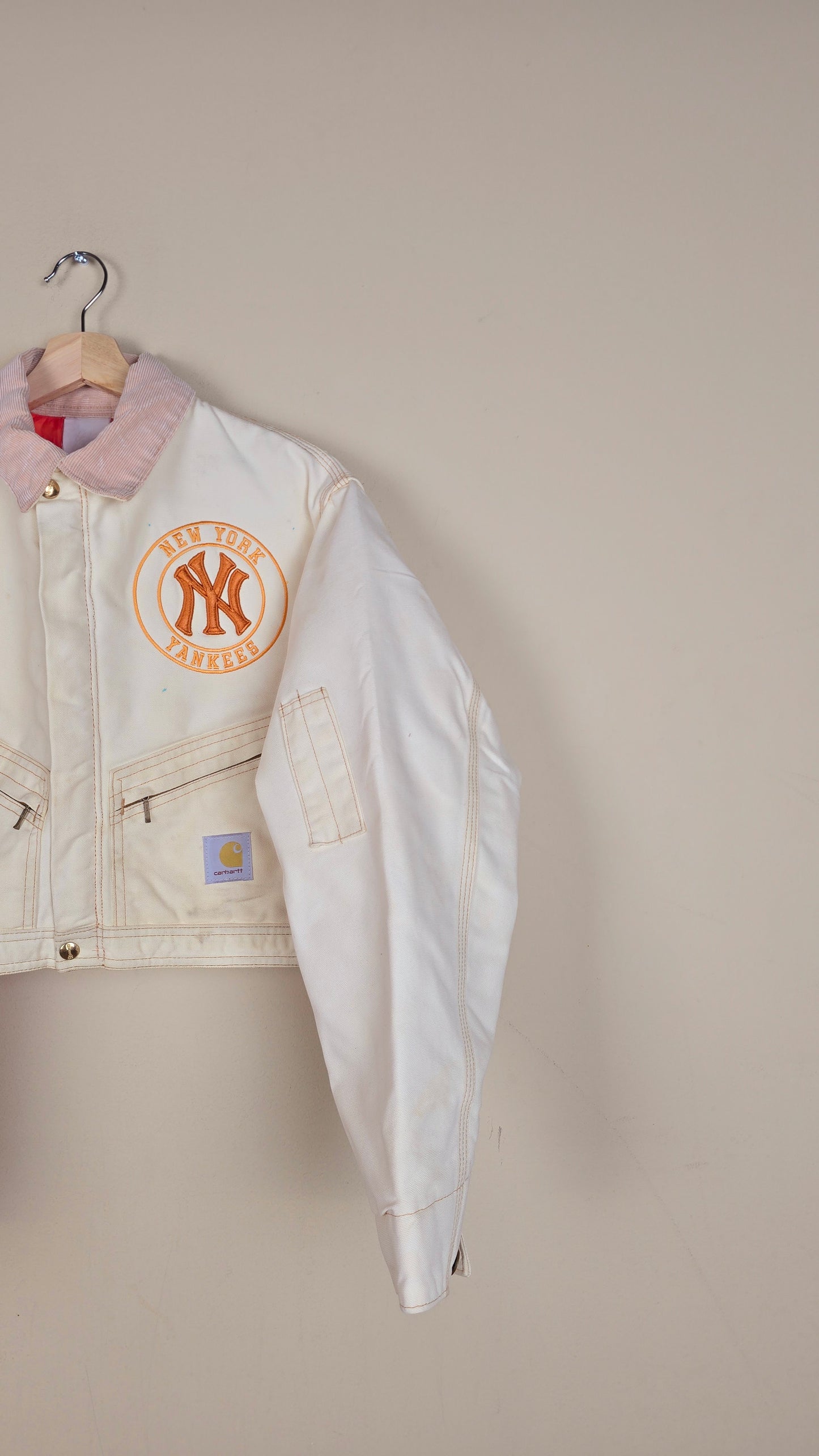 Vintage Carhartt X NY Yankees Cropped Jacket | Beige | Size M | 120