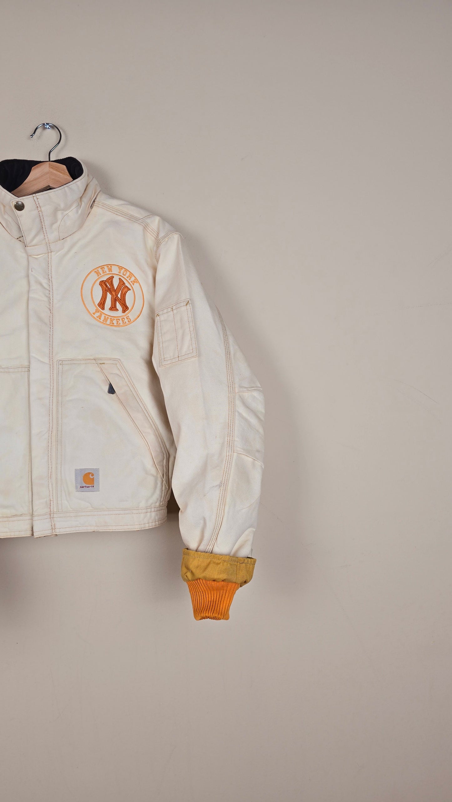 Vintage Carhartt X NY Yankees Cropped Jacket | Beige | Size S | 121