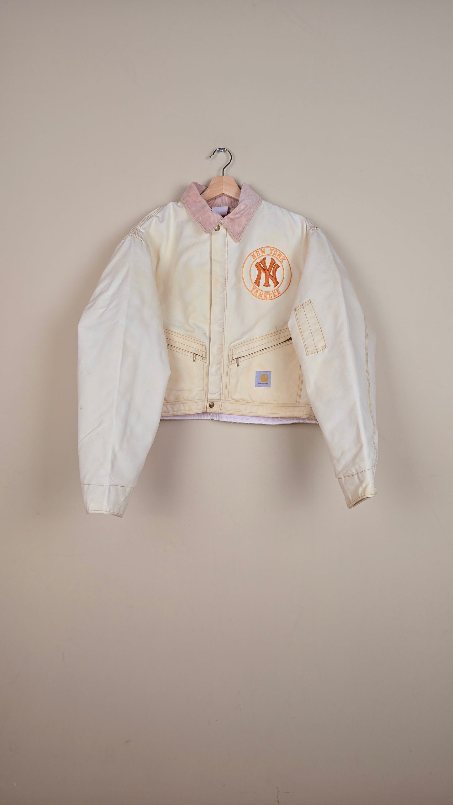 Vintage Carhartt X NY Yankees Cropped Jacket | Beige | Size S | 122