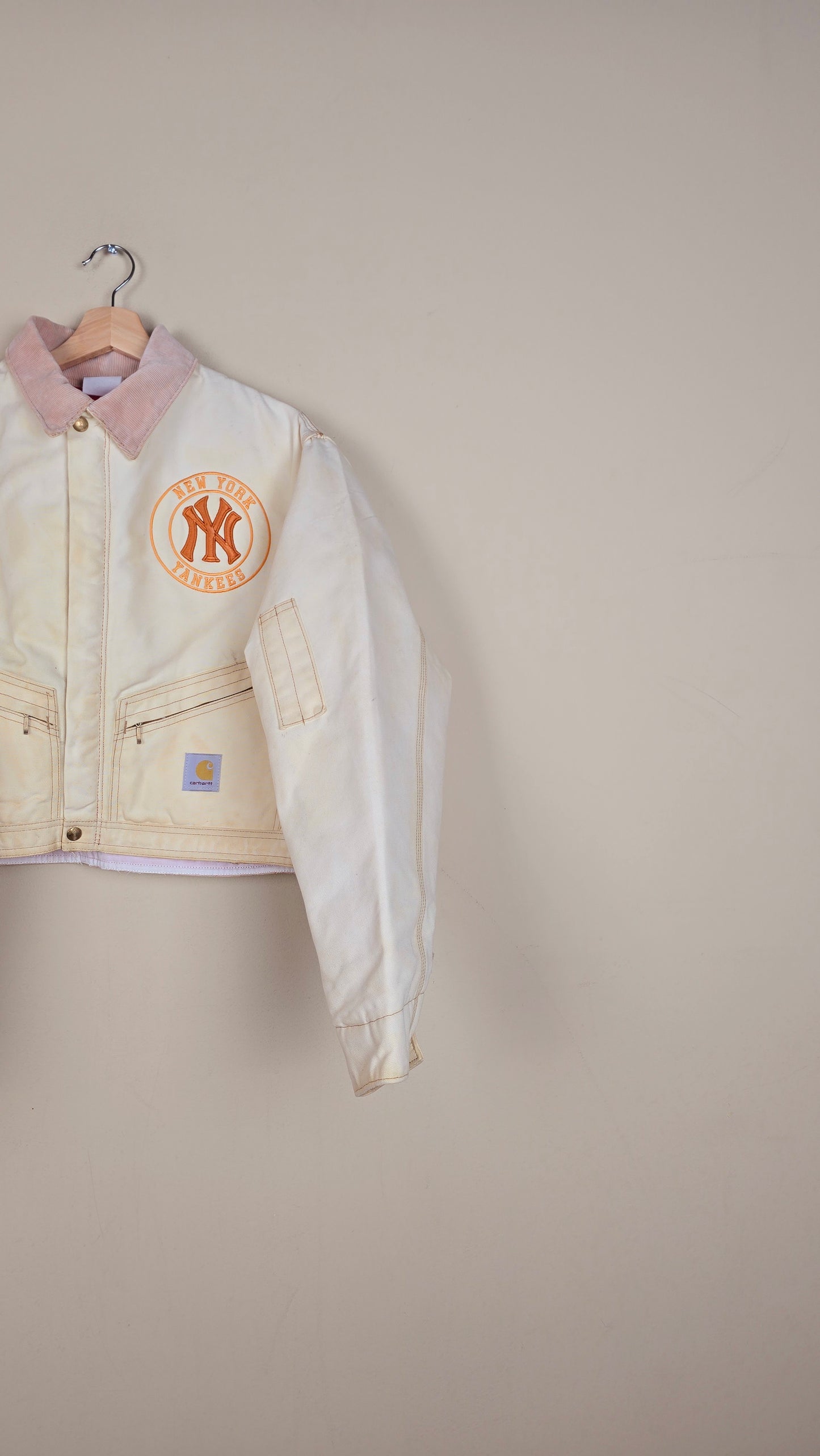 Vintage Carhartt X NY Yankees Cropped Jacket | Beige | Size S | 122