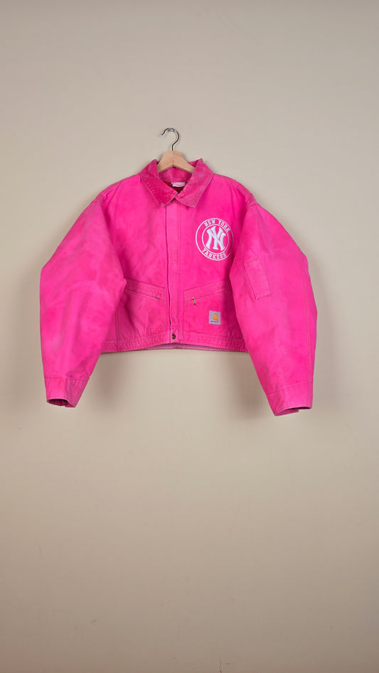 Vintage Carhartt X NY Yankees Cropped Jacket | Pink | Size XL | 136
