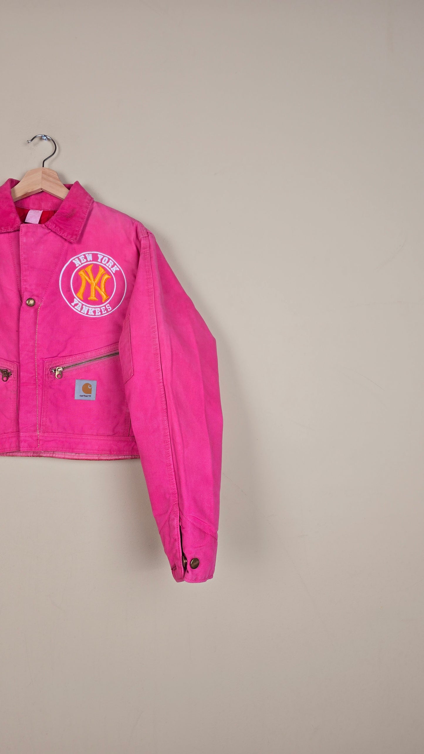 Vintage Carhartt X NY Yankees Cropped Jacket | Pink | Size S | 137