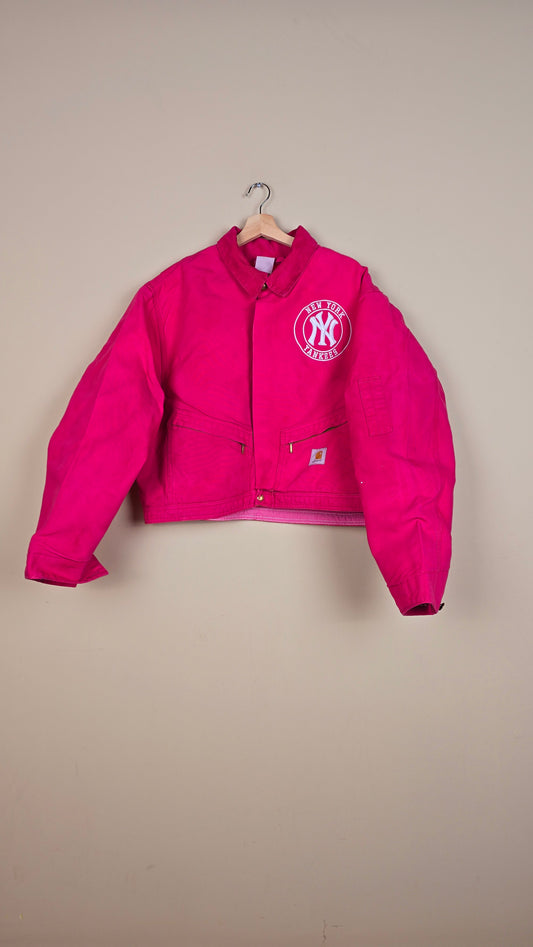 Vintage Carhartt X NY Yankees Cropped Jacket | Pink | Size XL | 138