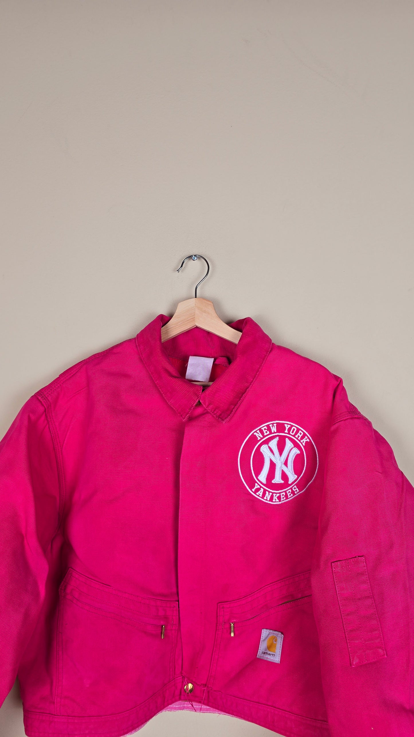 Vintage Carhartt X NY Yankees Cropped Jacket | Pink | Size XL | 138