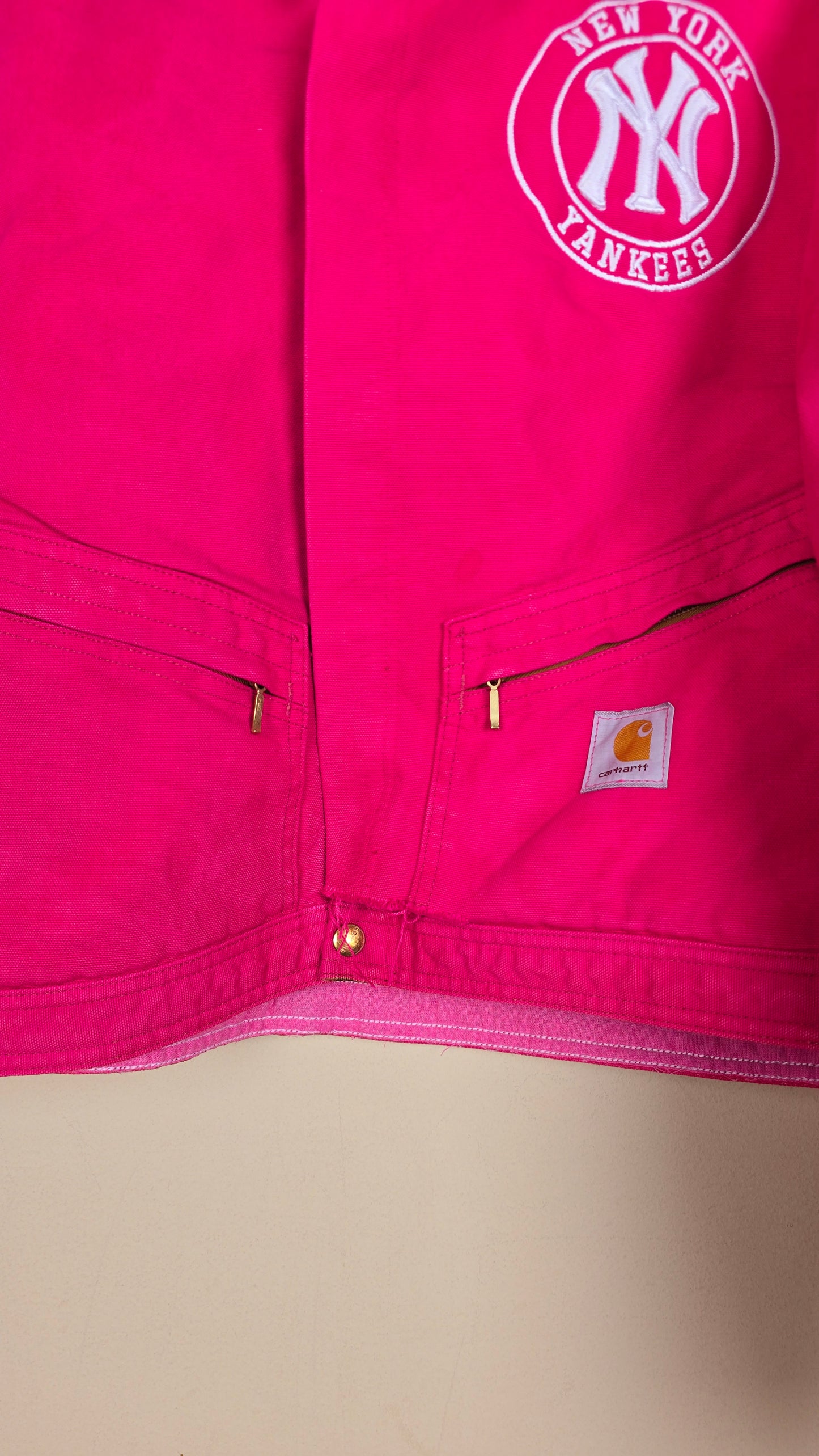 Vintage Carhartt X NY Yankees Cropped Jacket | Pink | Size XL | 138
