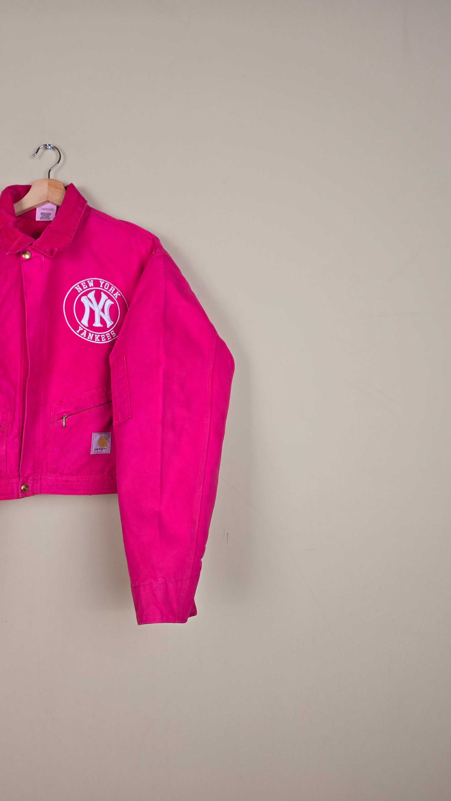Vintage Carhartt X NY Yankees Cropped Jacket | Pink | Size L | 139
