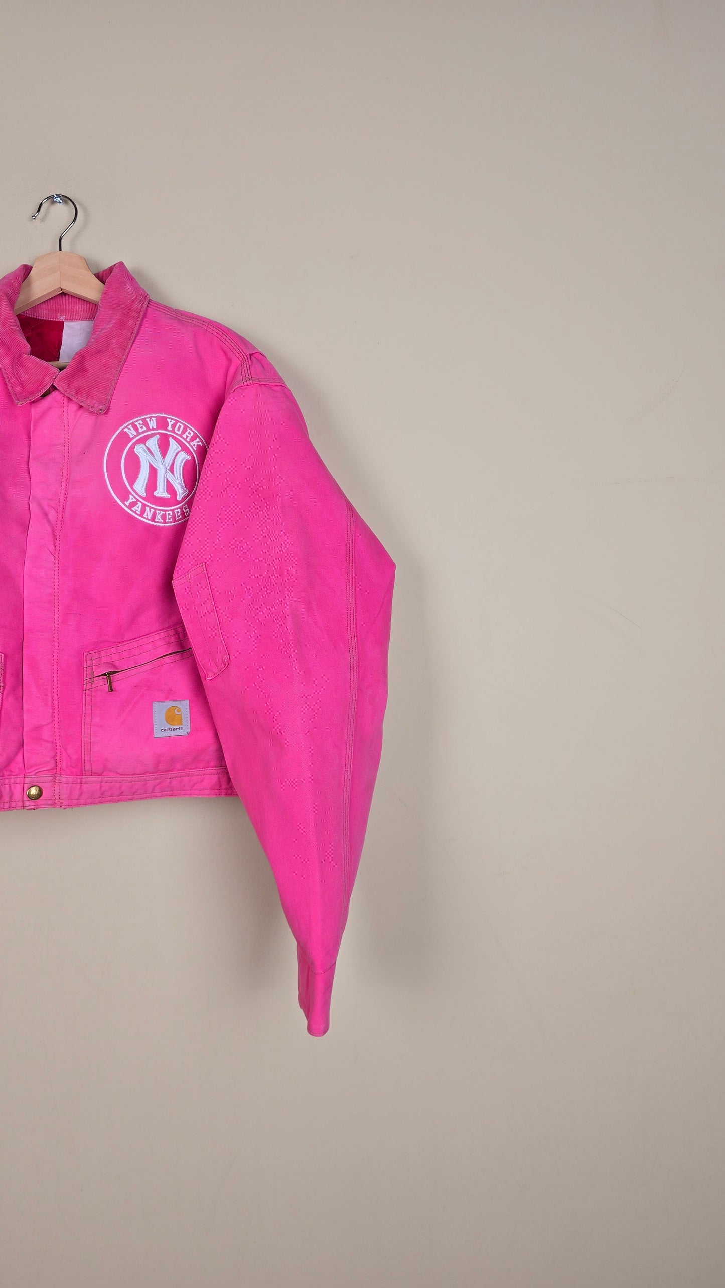 Vintage Carhartt X NY Yankees Cropped Jacket | Pink | Size L | 140
