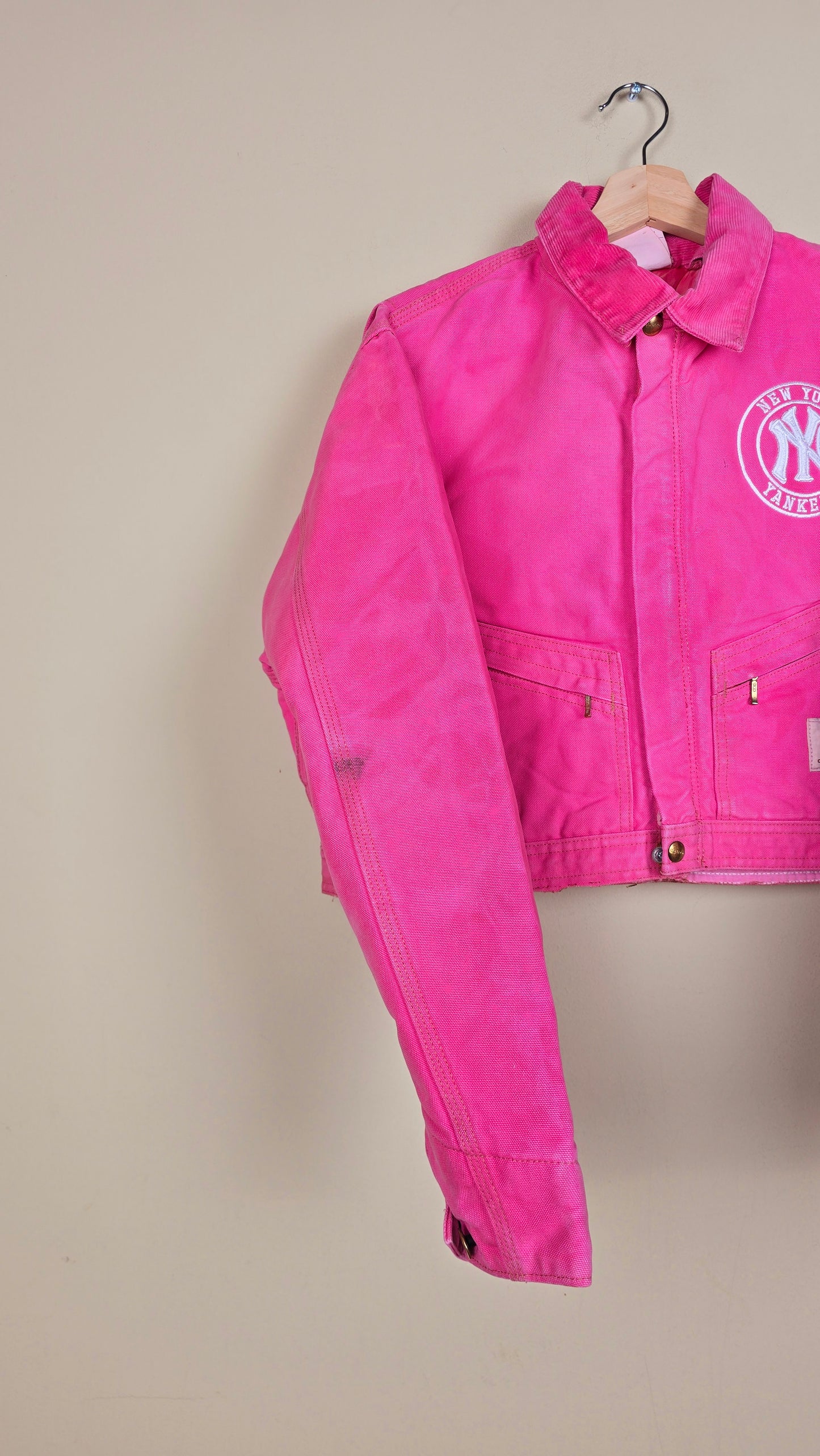 Vintage Carhartt X NY Yankees Cropped Jacket | Pink | Size M | 141