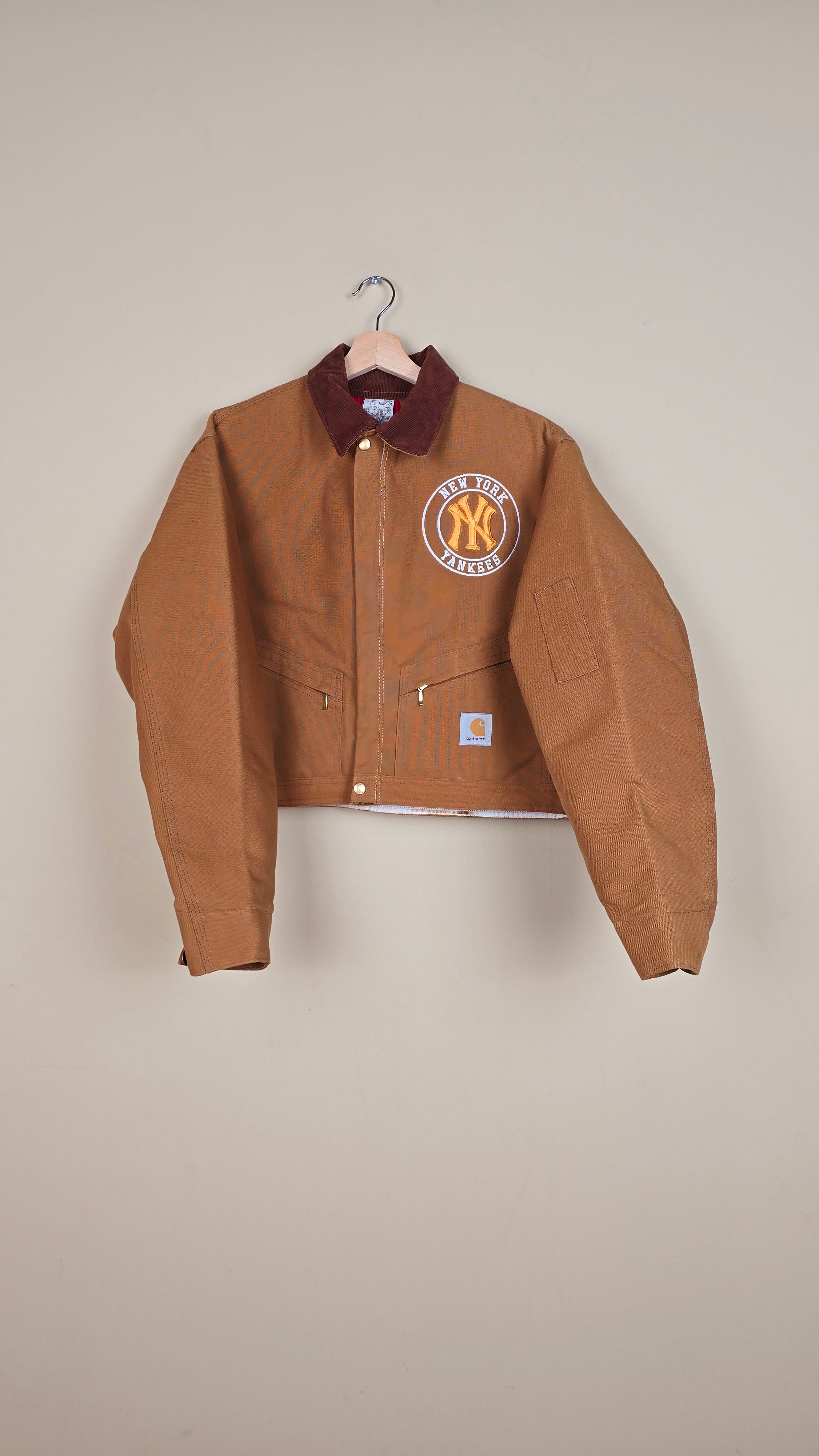 Vintage Carhartt X NY Yankees Cropped Jacket | Brown | Size L