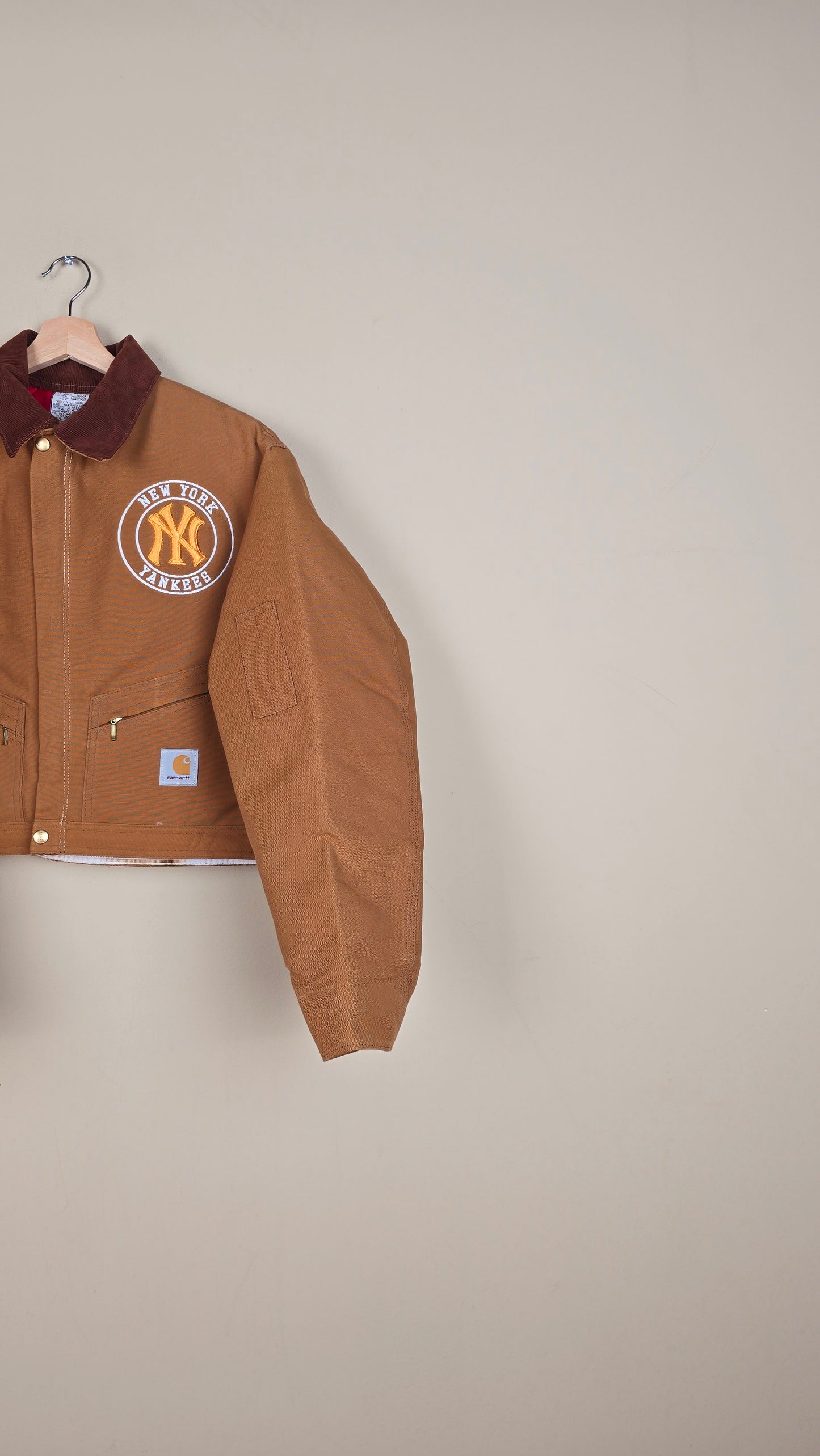 Vintage Carhartt X NY Yankees Cropped Jacket | Brown | Size L | 159