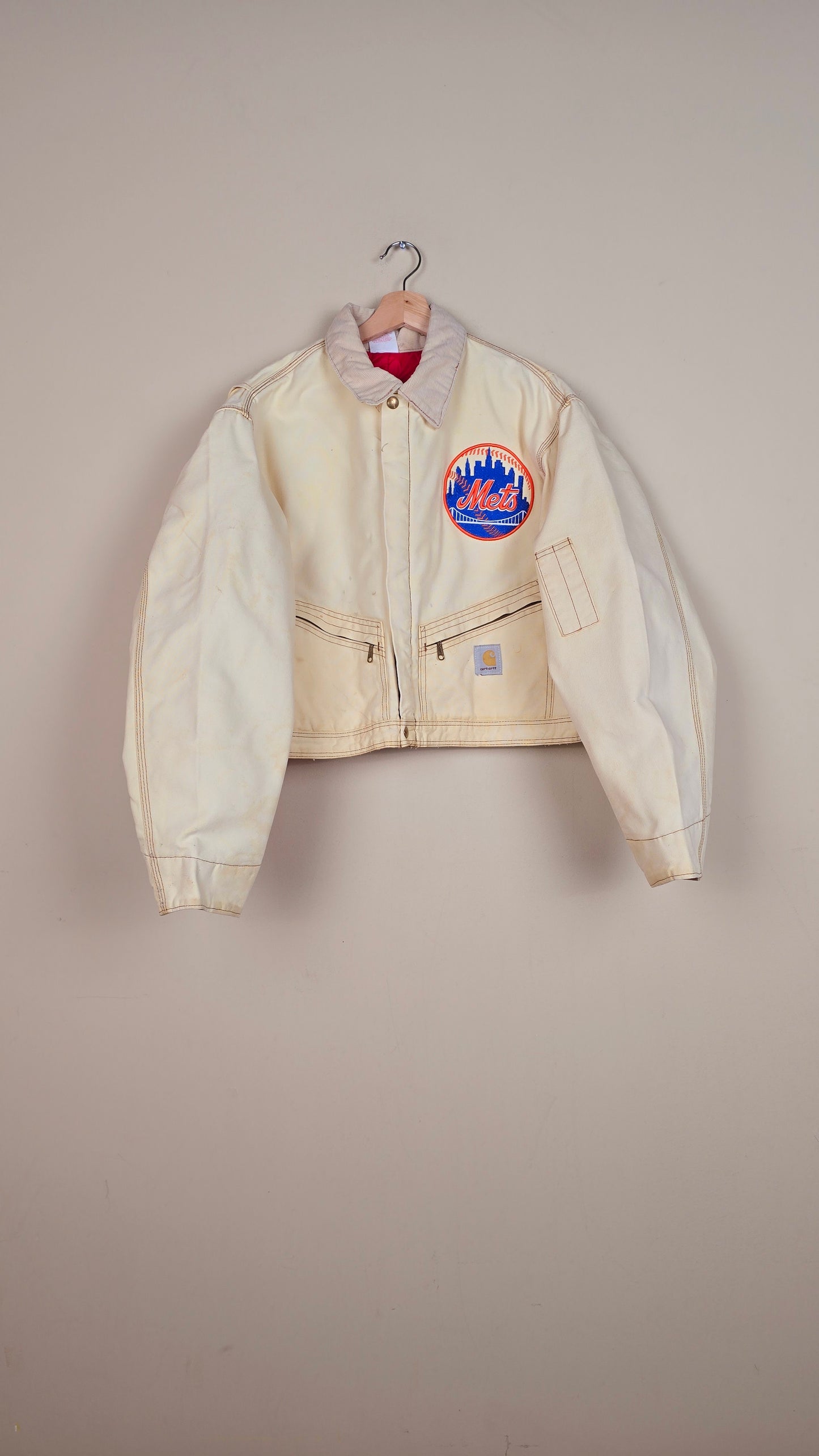 Vintage Carhartt X NY METS Cropped Jacket | Beige | Size L | 147