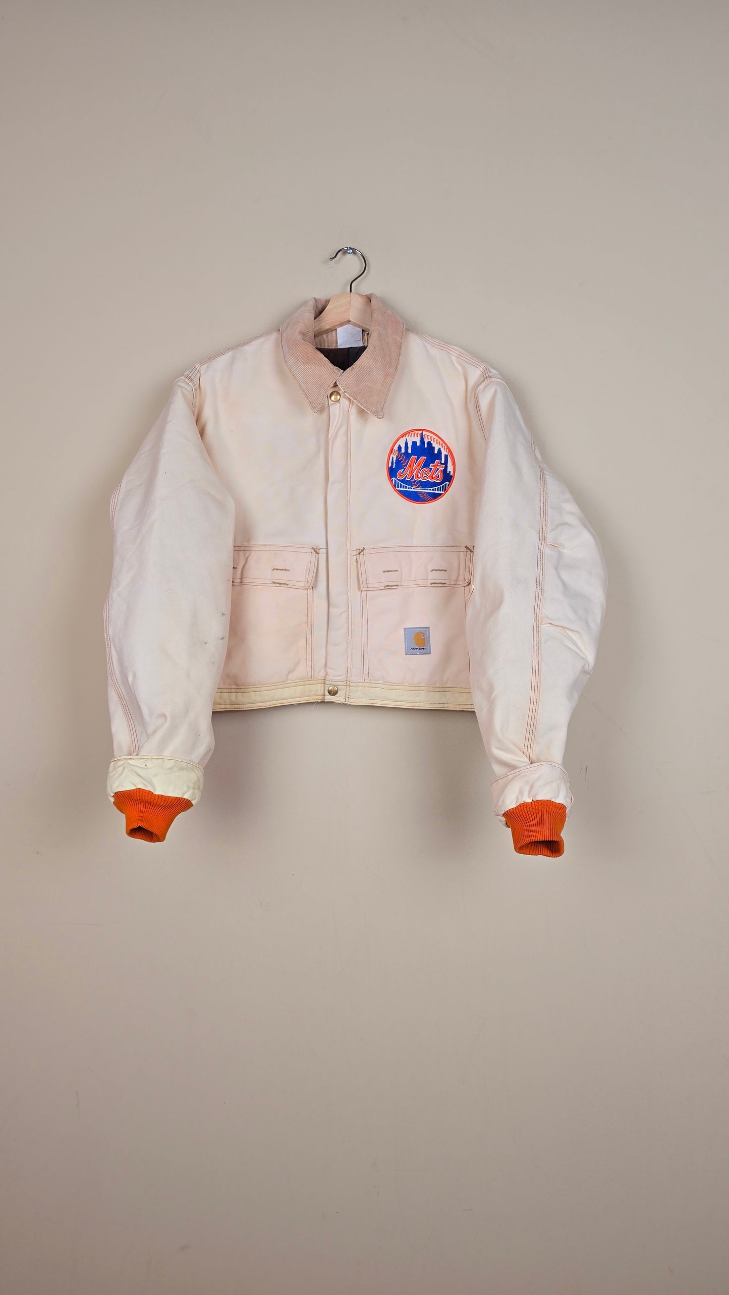 Vintage Carhartt X NY METS Cropped Jacket | Beige | Size L | 148