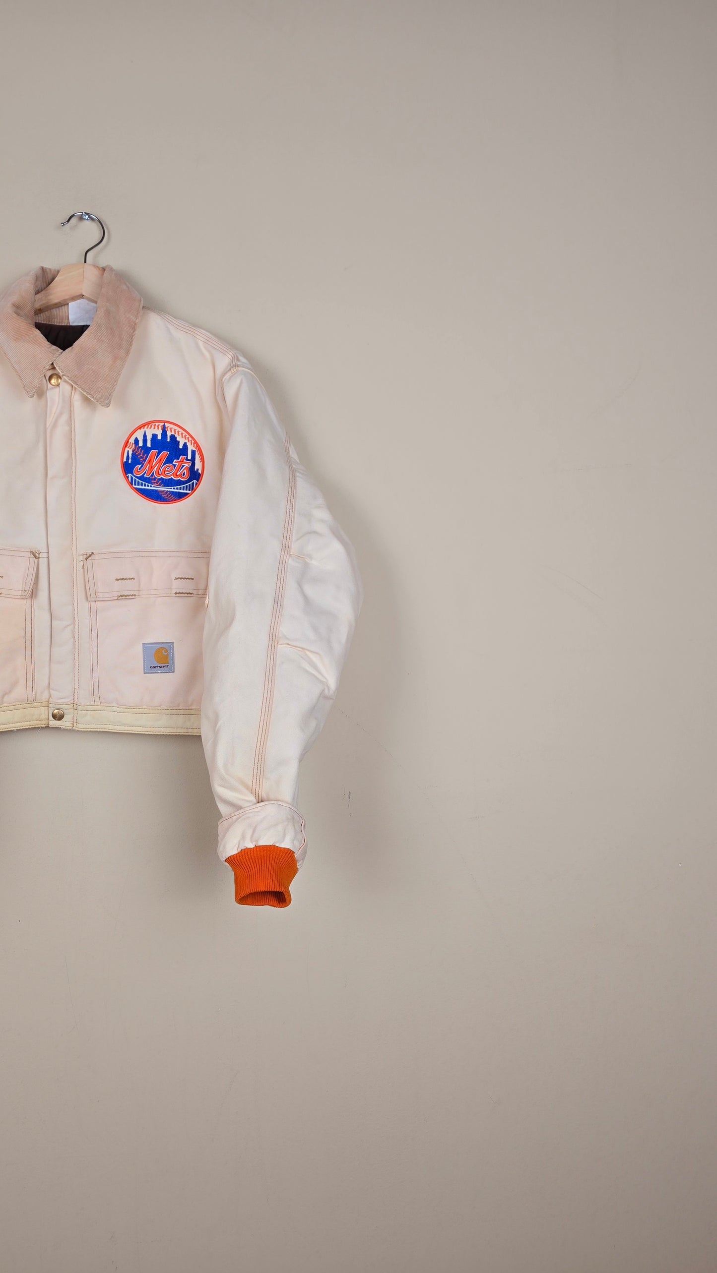 Vintage Carhartt X NY METS Cropped Jacket | Beige | Size L | 148