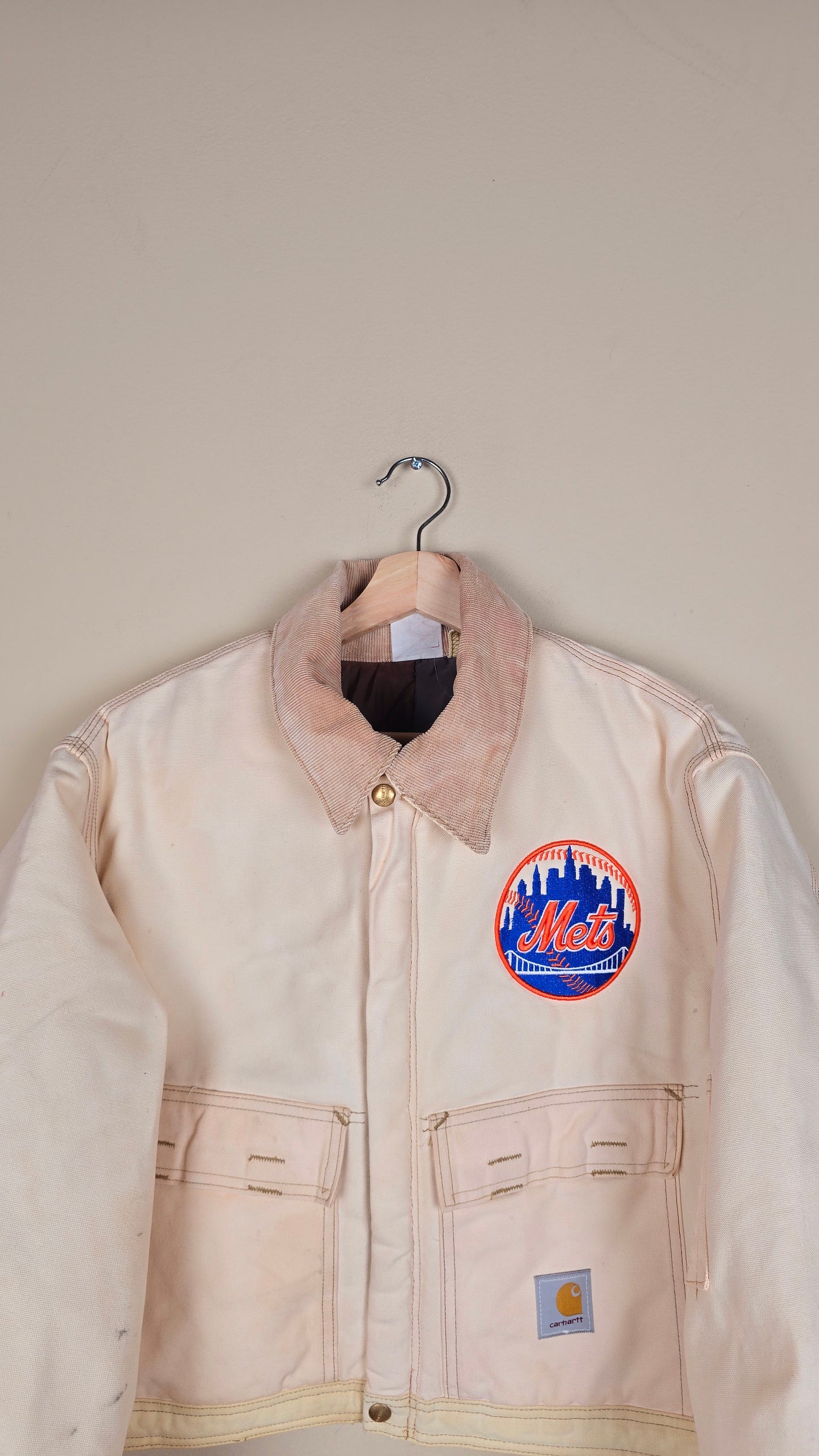 Vintage Carhartt X NY METS Cropped Jacket | Beige | Size L | 148