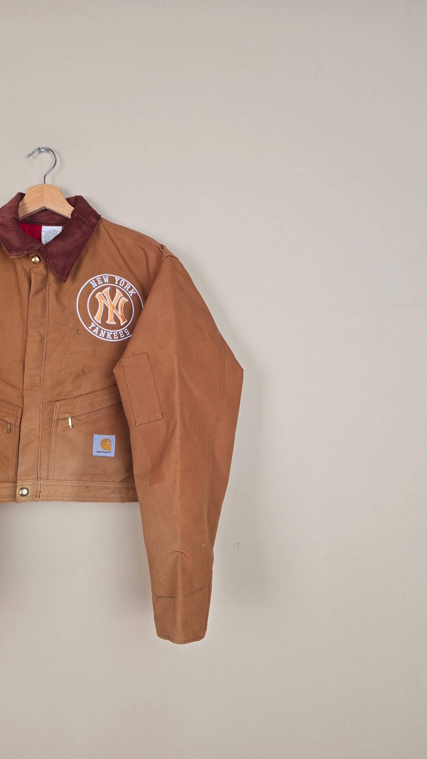 Vintage Carhartt X NY Yankees Cropped Jacket | Brown | Size M | 162