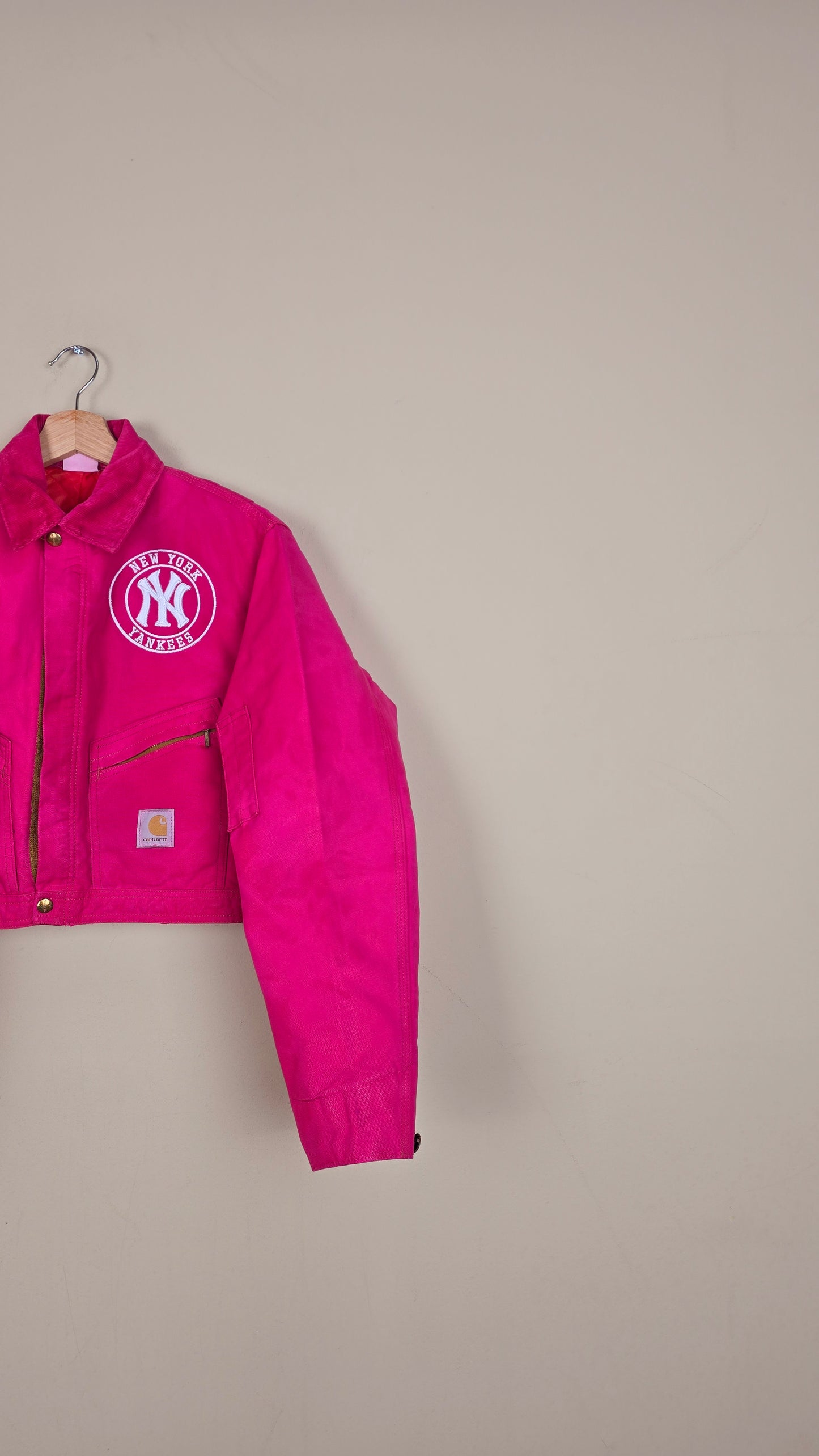 Vintage Carhartt X NY Yankees Cropped Jacket | Pink | Size S | 164