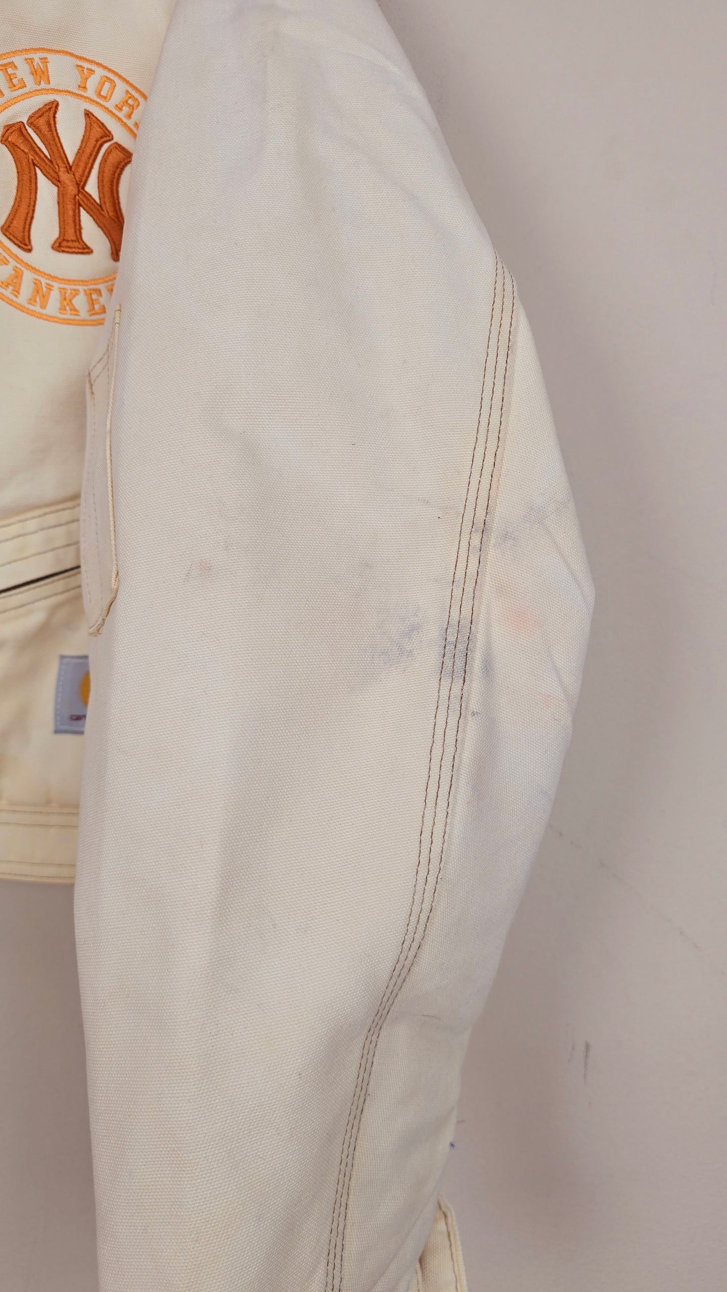 Vintage Carhartt X NY Yankees Cropped Jacket | Beige | Size L | 165