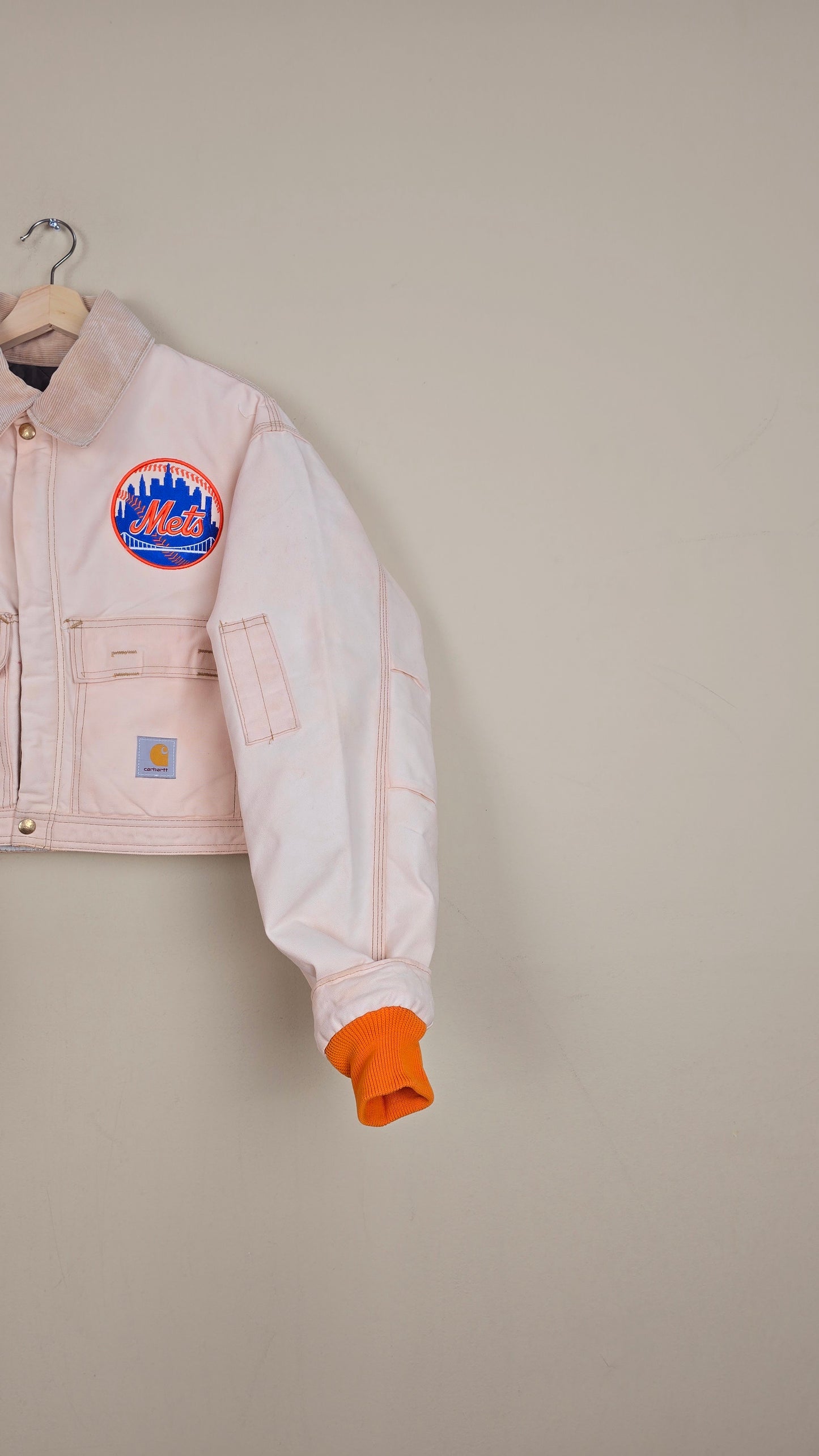 Vintage Carhartt X NY METS Cropped Jacket | Beige | Size L | 166
