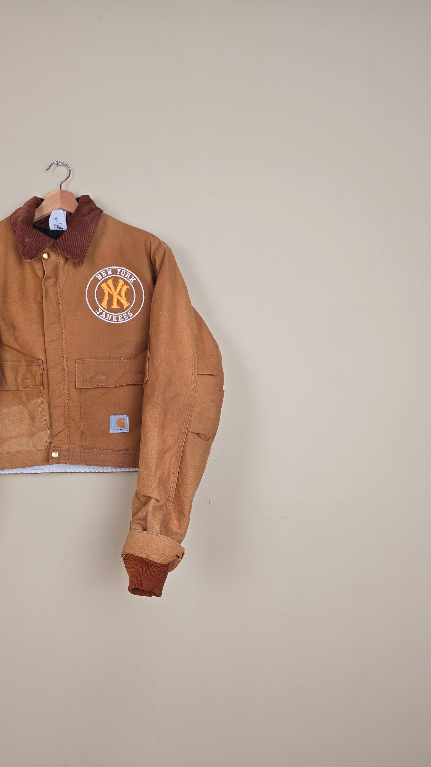Vintage Carhartt X NY Yankees Cropped Jacket | Brown | Size L | 178