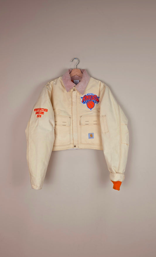 Vintage Carhartt X New York Knicks Cropped Jacket | Beige C | Size M