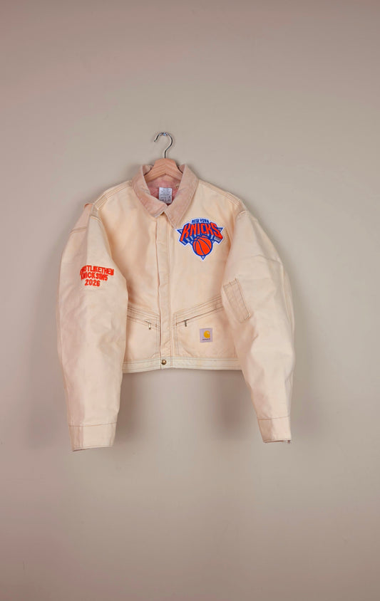Vintage Carhartt X New York Knicks Cropped Jacket | Beige | Size L