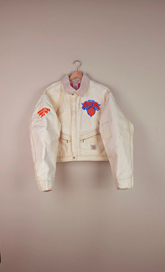 Vintage Carhartt X New York Knicks Cropped Jacket | Beige | Size 3XL
