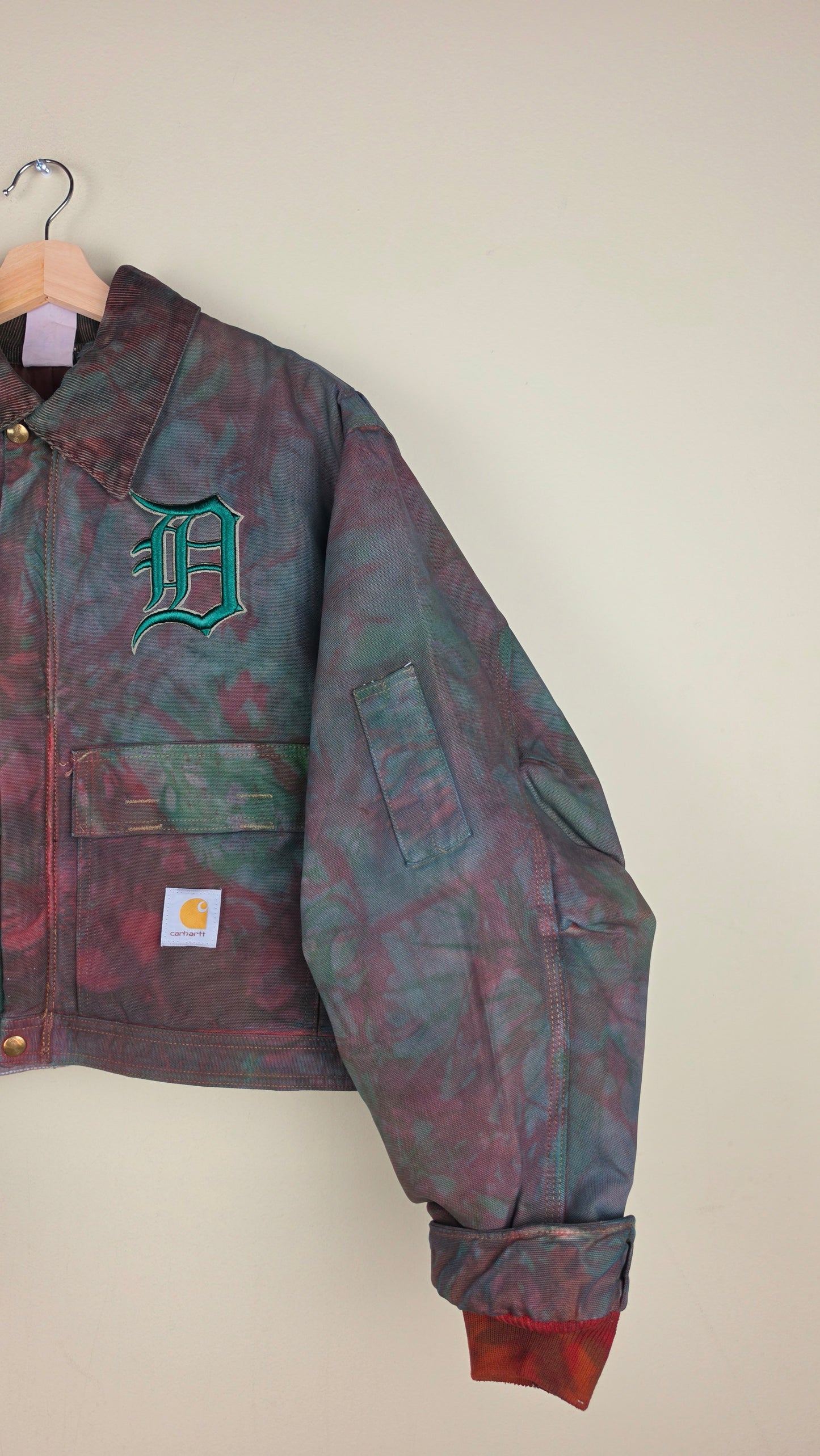 Vintage Carhartt X Detroit Cropped Jacket | Camo Green | Size L | AU03
