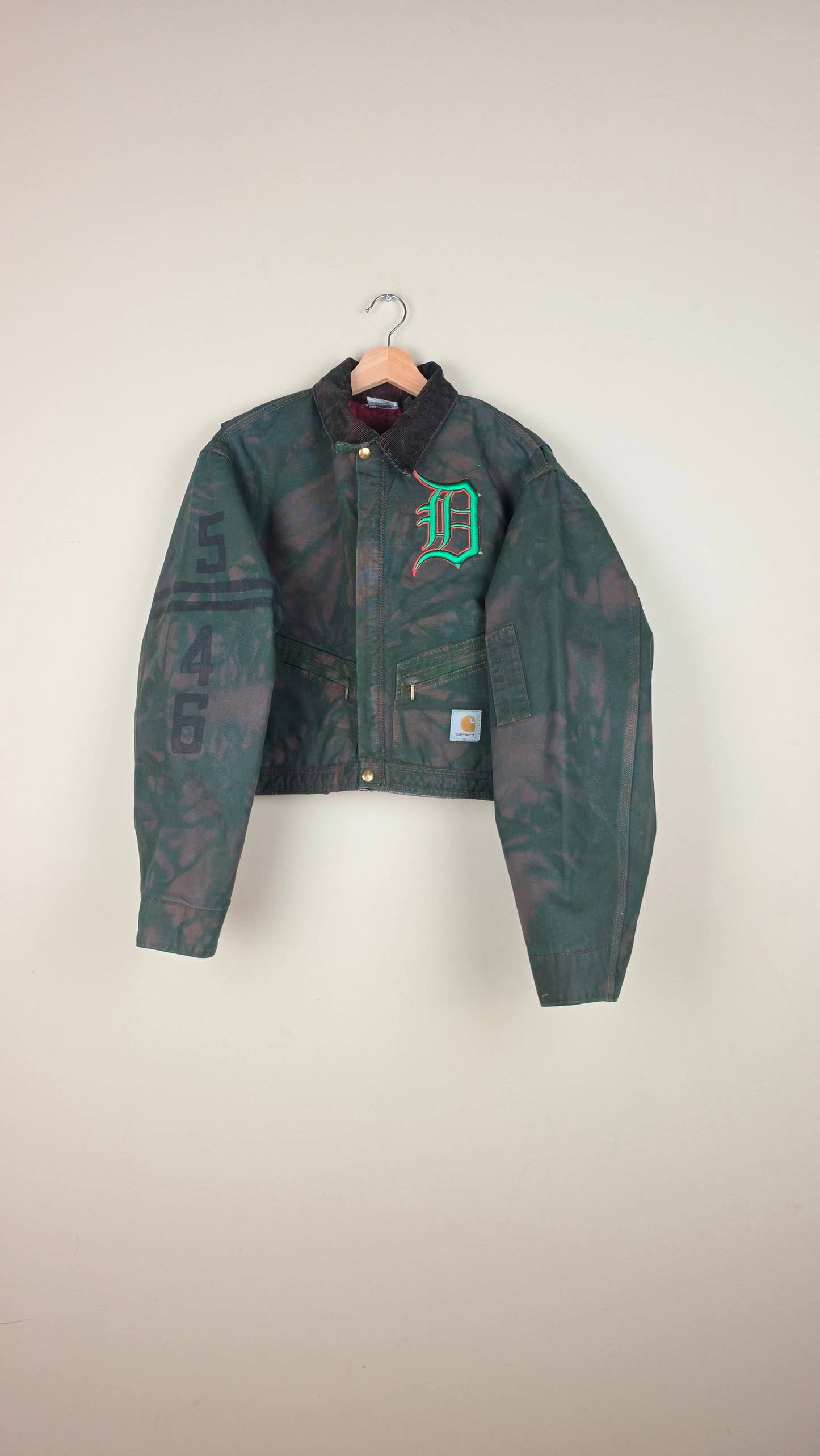 Vintage Carhartt X Detroit Cropped Jacket | Camo Green | Size L | AU25