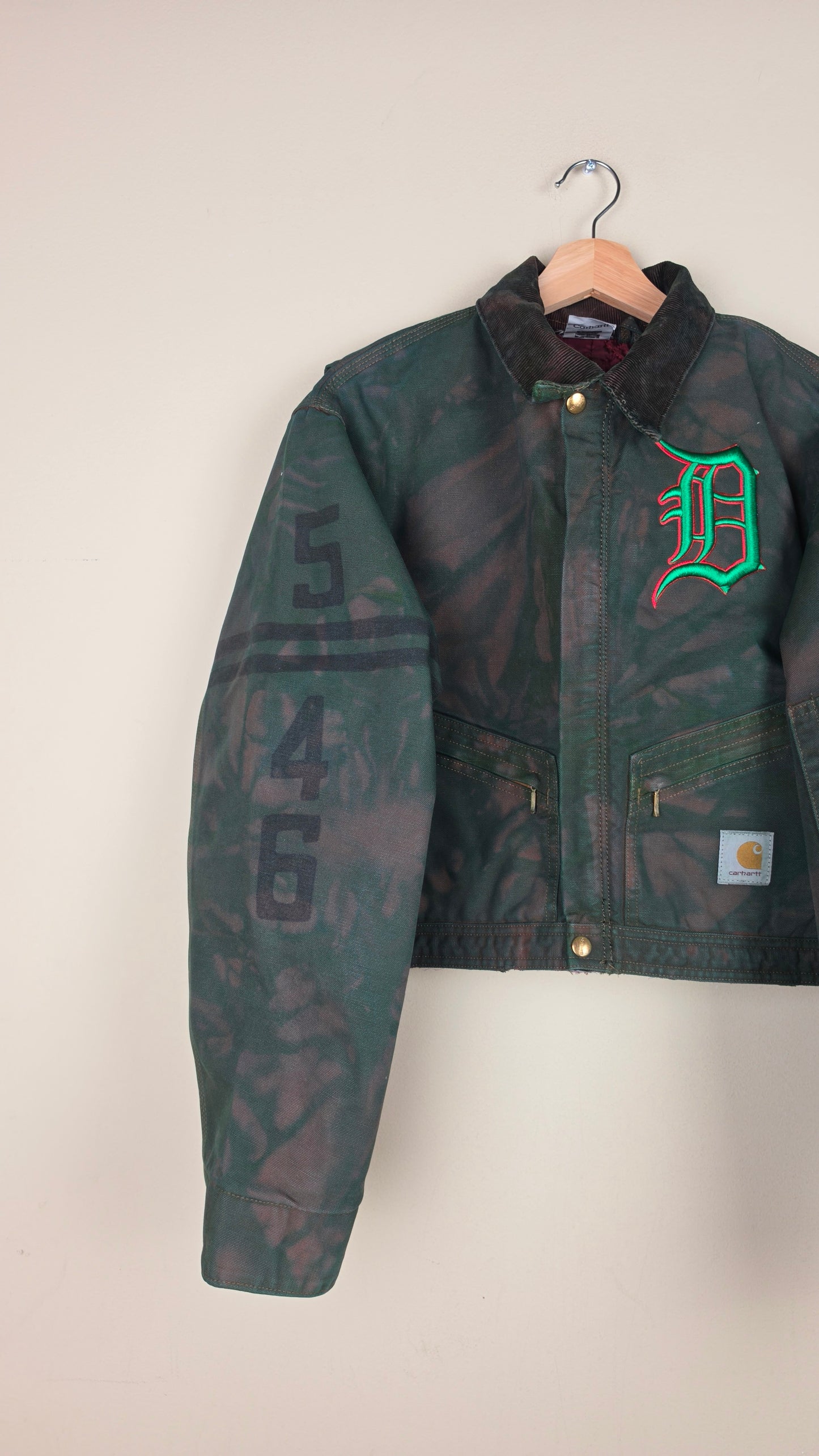 Vintage Carhartt X Detroit Cropped Jacket | Camo Green | Size L | AU25