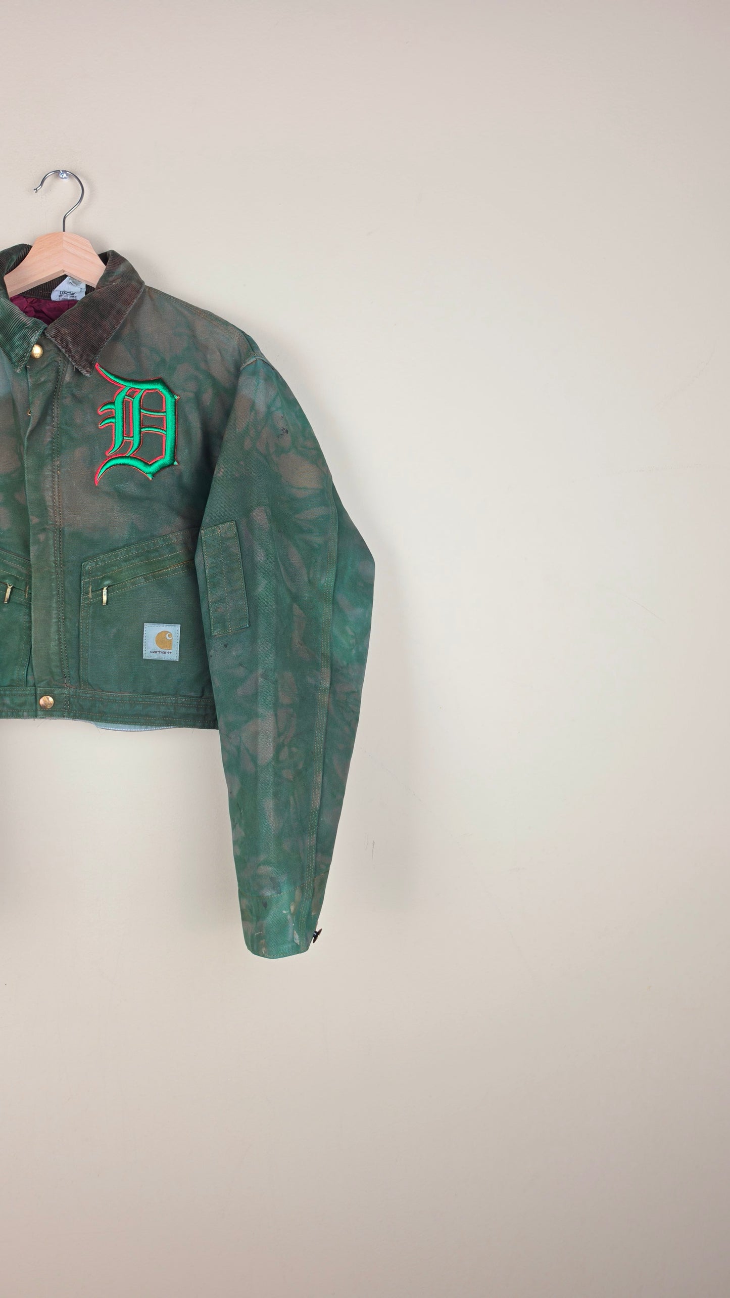 Vintage Carhartt X Detroit Cropped Jacket | Camo Green | Size S | AU29