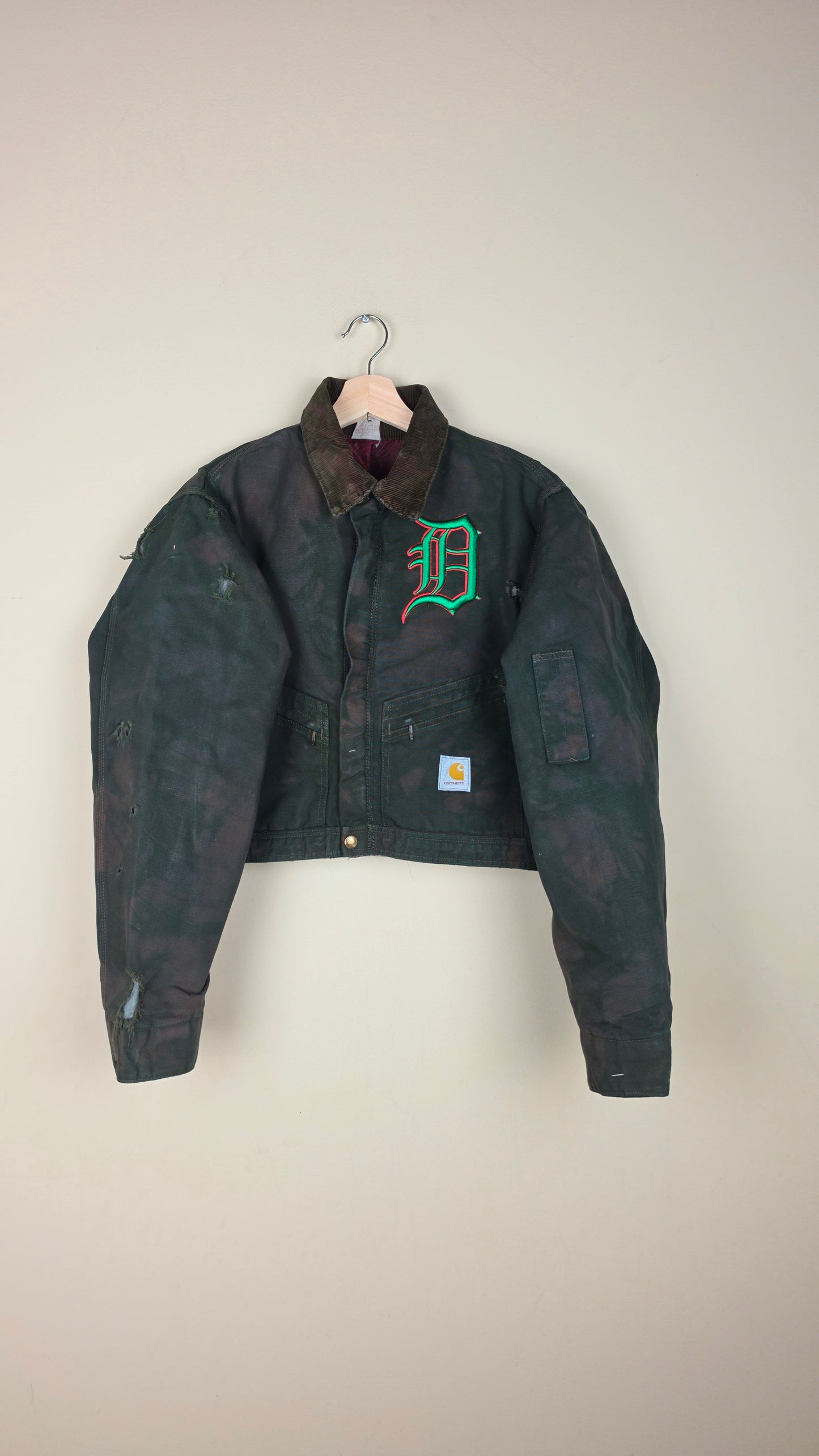 Vintage DISTRESSED Carhartt X Detroit Cropped Jacket | Camo Green | Size M | AU54